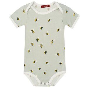 MilkBarn | Blue Honeybees Short Sleeve Onesie Bodysuit | Size 3-6 Months